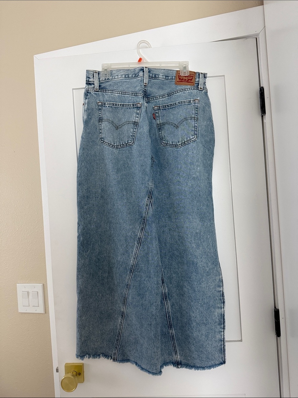 Levi's Light Blue Denim Midi Skirt with Side Slit - Picture 2 of 2